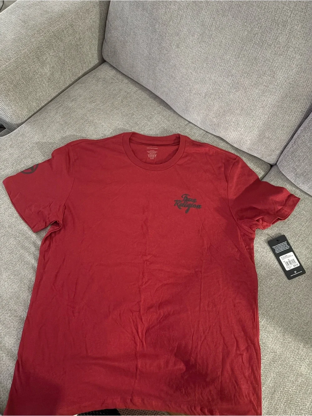 True Religion Men's Crew Tee in Deep Red with Logo